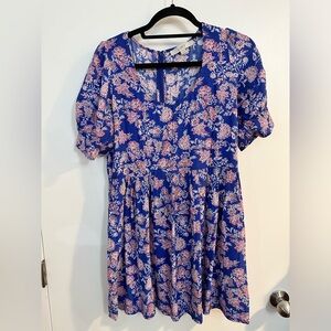 LOFT Blue and Pink Floral Dress